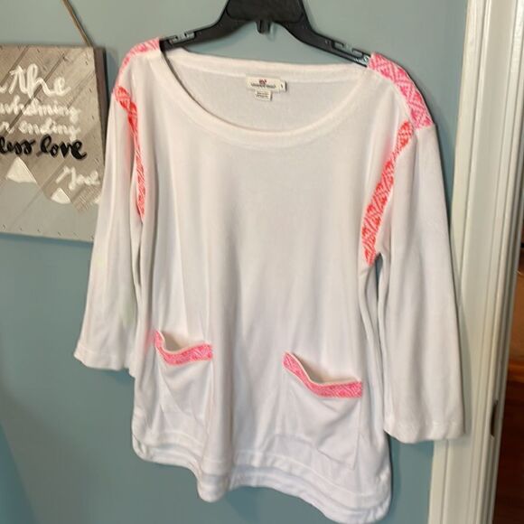 Vineyard Vines Women's Sweater Swimsuit Cover Up White Pink Size Medium - 💕🌻💕 - Picture 4 of 10